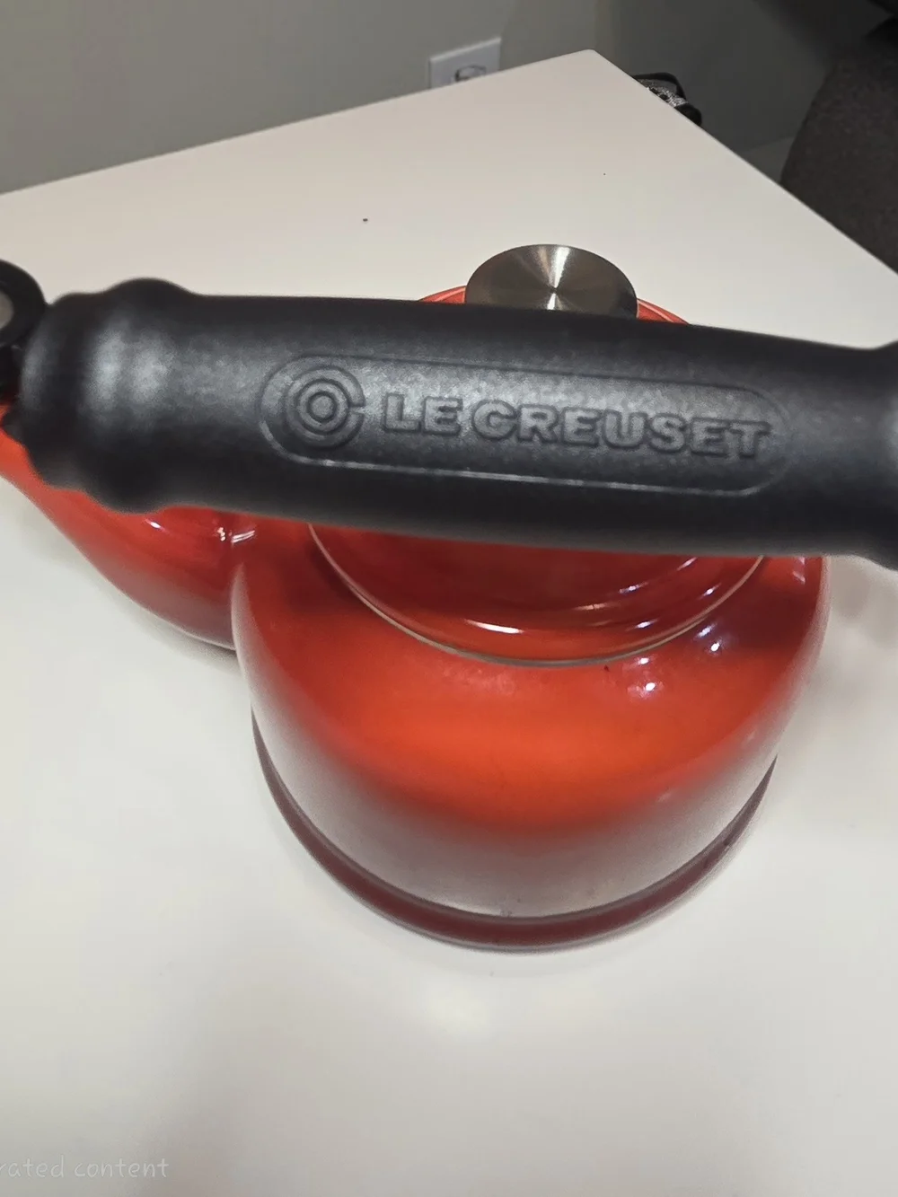 Le Creuset Red Enamel Teapot with Black Handle